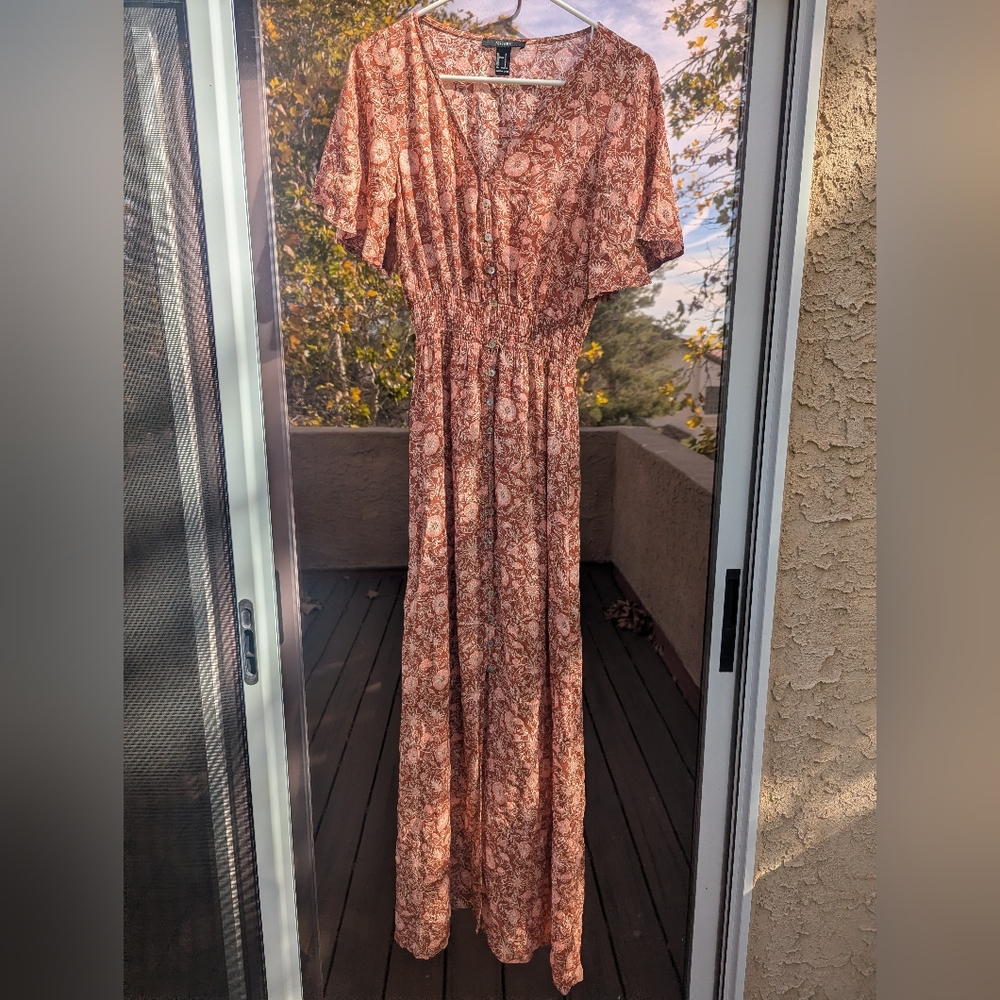 Forever 21 Peach Floral Maxi Dress